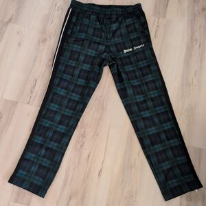 Palm Angels Green Plaid Track Pants